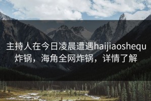 主持人在今日凌晨遭遇haijiaoshequ炸锅，海角全网炸锅，详情了解
