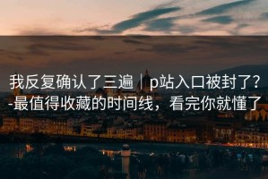 我反复确认了三遍｜p站入口被封了？-最值得收藏的时间线，看完你就懂了