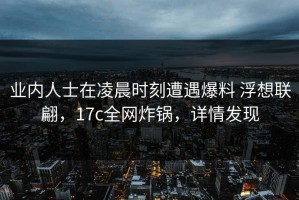 业内人士在凌晨时刻遭遇爆料 浮想联翩，17c全网炸锅，详情发现
