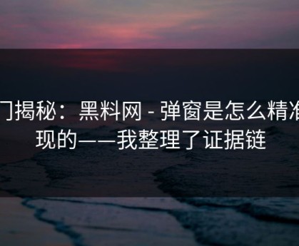 冷门揭秘：黑料网 - 弹窗是怎么精准出现的——我整理了证据链