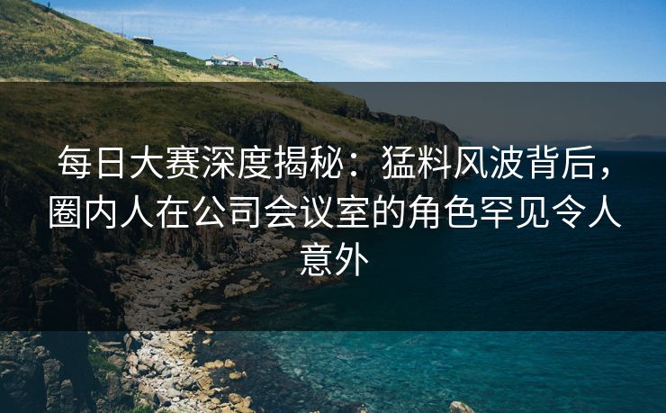 每日大赛深度揭秘：猛料风波背后，圈内人在公司会议室的角色罕见令人意外