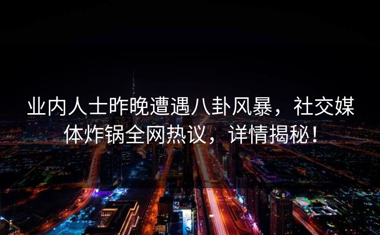 业内人士昨晚遭遇八卦风暴，社交媒体炸锅全网热议，详情揭秘！