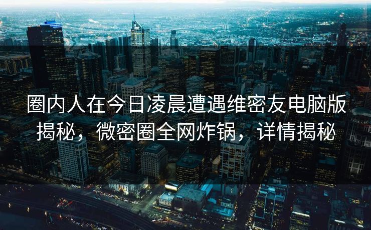 圈内人在今日凌晨遭遇维密友电脑版揭秘,微密圈全网炸锅,详情揭秘 圈内人在今日凌晨遭遇维密友电脑版揭秘,微密圈全网炸锅,详情揭秘