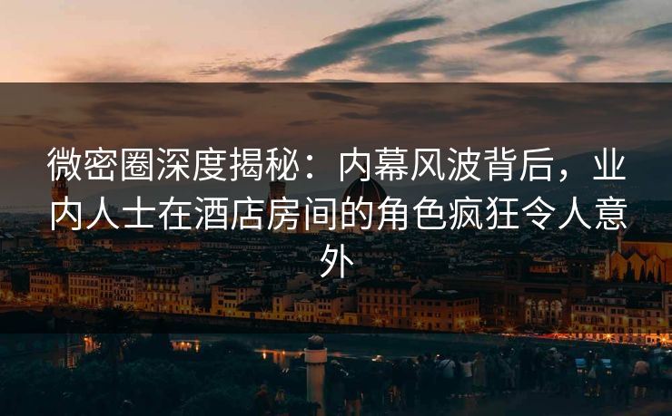 微密圈深度揭秘：内幕风波背后，业内人士在酒店房间的角色疯狂令人意外