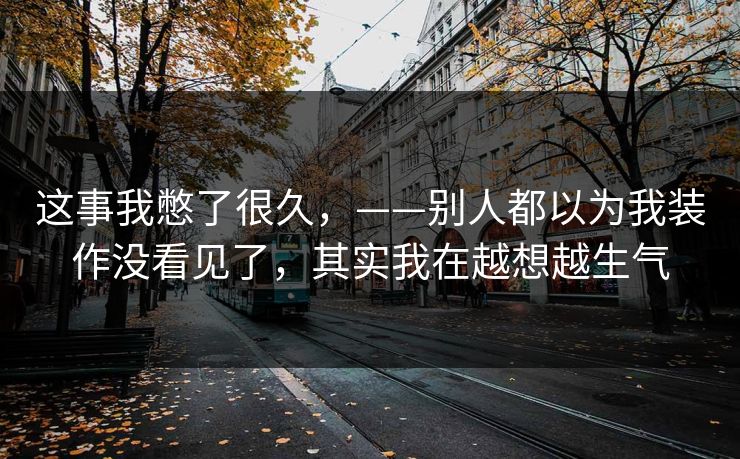 这事我憋了很久，——别人都以为我装作没看见了，其实我在越想越生气
