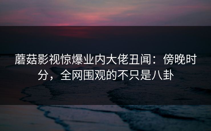 蘑菇影视惊爆业内大佬丑闻：傍晚时分，全网围观的不只是八卦